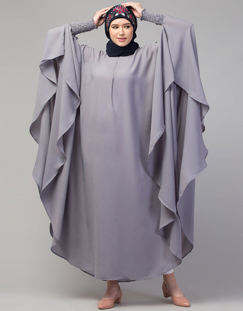 Modest smoking at sleeve Causal Daily Wear Irani kaftan In the Shade of  Grey